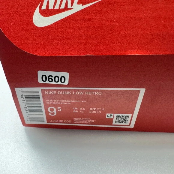 Nike Mens Shoes Dunk Low Retro "Dark Beetroot" Athletic Sneakers Deep Red 9.5 - Picture 9 of 9